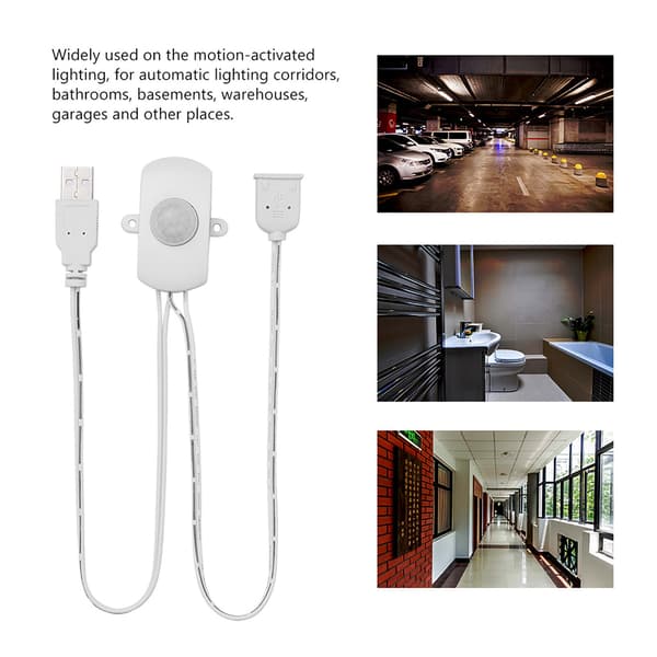 2A DC 5-24V PIR Infrarød Bevægelsessensor Detektor Automatisk Afbryder LED Strip USB Interface Hvid