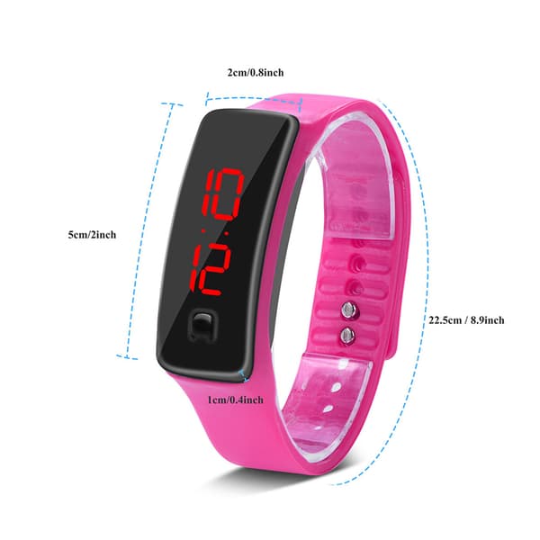 Digital sportklocka - silikonrem, 12H urtavla LED-display armbandsur