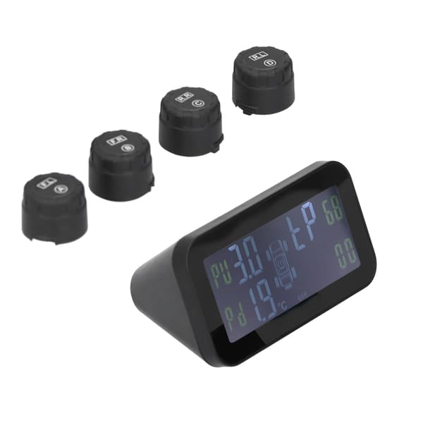 LCD-display Bil TPMS Dæktryksovervågningssystem med sensor Solopladning USB-opladning