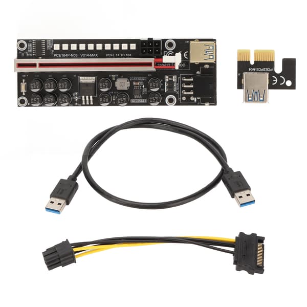 PCIE Riser Powered Adapter Card 6 Pin Kompatibel 1X 4X 8X 16X PCIE Interface Plug and Play USB Riser Powered Adapter Card Sort