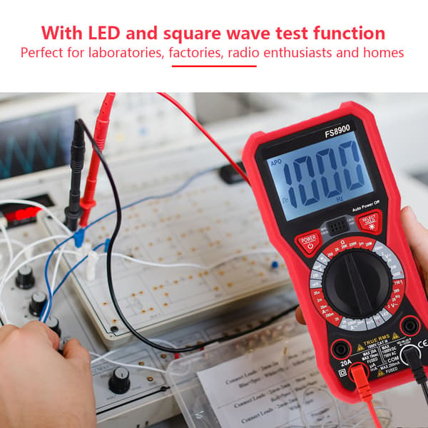 FS8900 Digitalt Multimeter LED Baggrundsbelyst Håndholdt Volt Ohm Amp Tester AC DC Strømmåler