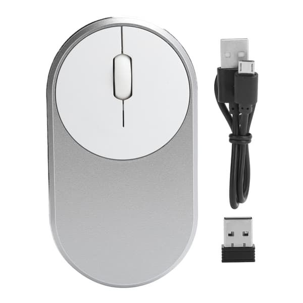 2.4Ghz Trådløs Mus Genopladelig Bluetooth Optisk USB Plugin Notebook Kontor Tilbehør (Sølvgrå)