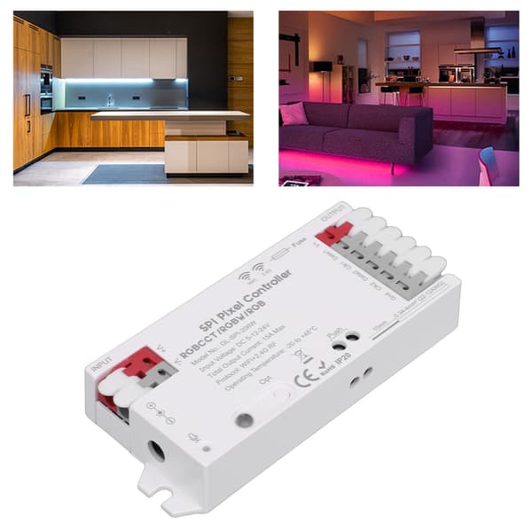 Smart WiFi SPI Pixel Controller, Tuya App-kontrol, 40+ Dynamiske Tilstande til Digital RGB LED Strip Lys
