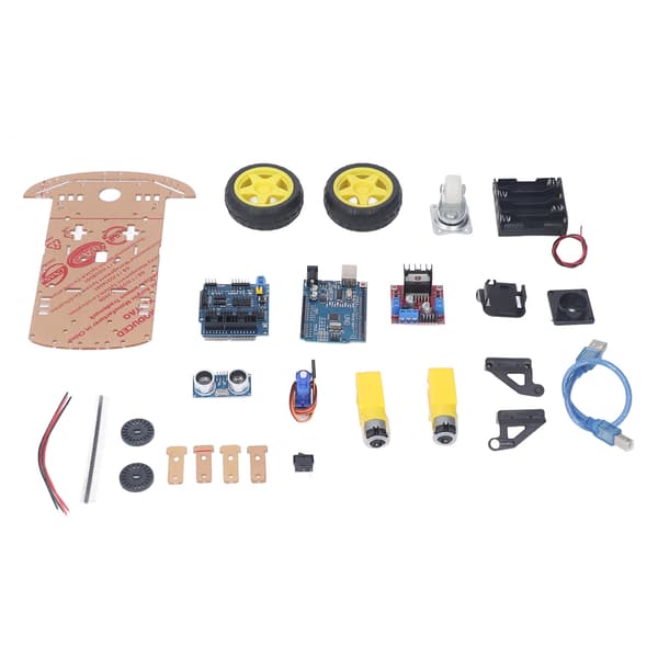 Smart Robot Bil Chassis Kit DIY Programmerbart Udviklingskort 2WD Ultralyd med Motor MCU