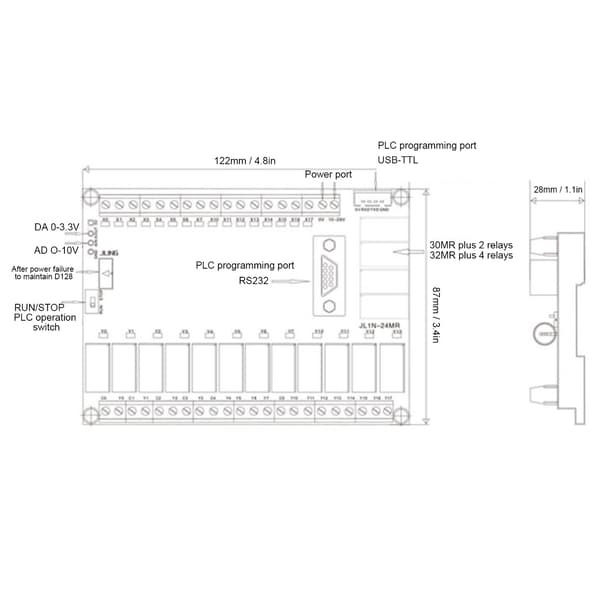 PLC Analog FX1N-30MR Kontrollkort, DC10-28V Fördröjningsrelämodul, Programmerbar Timer
