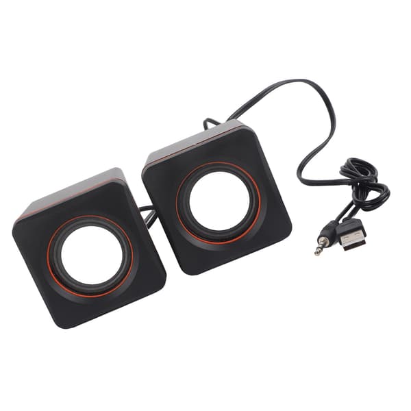 Mini Cube USB Stereo 3,5 mm Jack Kablet Højttaler til Stationær Bærbar PC Computer (Dobbelt spor)