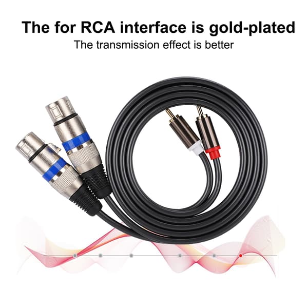 Dobbelt RCA han til dobbelt XLR hun lydadapterkabel patchkabel dobbelt række PVC-ledning