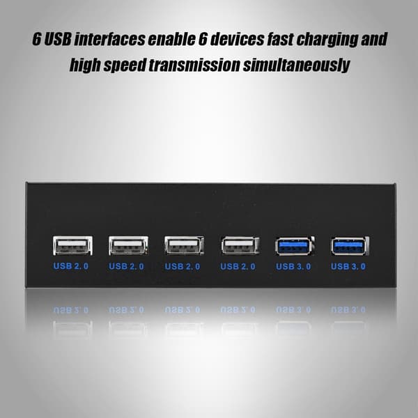 9PIn 19PIN til 2 * USB3.0 + 4 * USB2.0 6 Interface Metal Frontpanel USB Hub