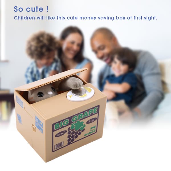 Bedårande kattspargris Automatisk myntsparbox för barn (#3)