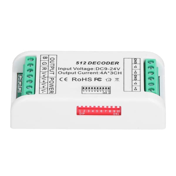 3 kanaler LED-avkodare Strip Controller RGB Controller DMX512 Konstant spänningskontroll 9-24V