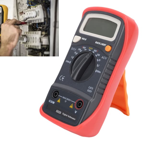 Digitalt multimeter AC DC voltmeter LCD baggrundsbelyst 200mV-600V elektrisk tester