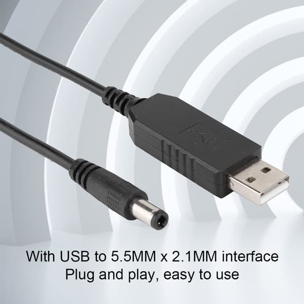 USB til 5.5MM x 2.1MM Interface 5V til 12V Boost-kabel til bordlamper / routere / modemer