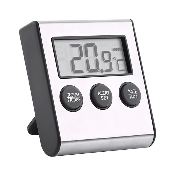 Digital LCD-termometer för kylskåp, frysrum med magnetisk baksida och stativ