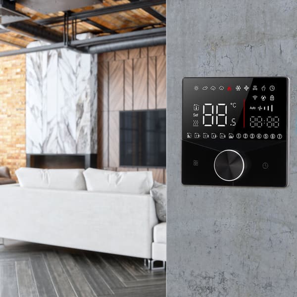 Smart Termostat Knapdesign LCD Farvedisplaypanel Digital Termostat til Saunarum Gulvvarmesystem Sort