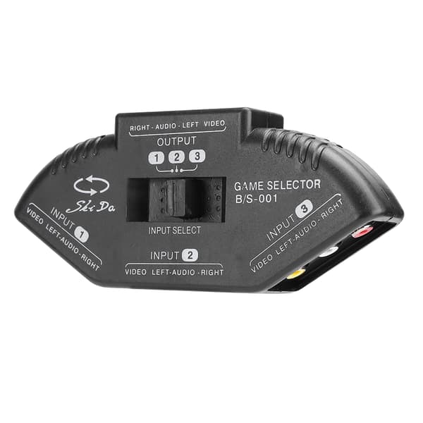 3 ind 1 ud Audio Video RCA Splitter Sort Switch Selector med AV-kabel til DVD VCD VCR Sort