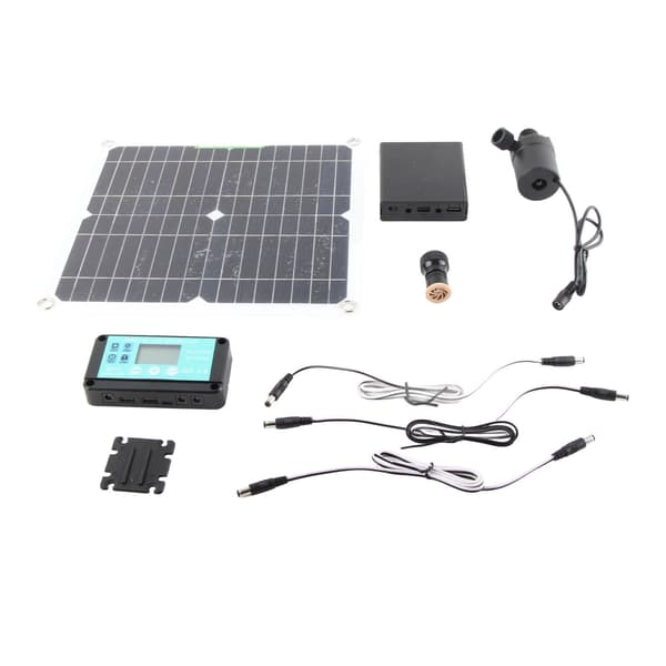 Solvattenpumpkit 50W solpanel 22W vattenfontänpump med batterilåda tidsregulator DC12V