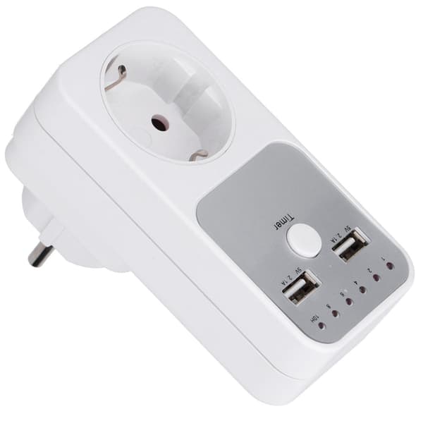 Smart Digital Nedtællingstimer Stikkontakt, 180-260V USB-kompatibel, til opladning af telefon og computer