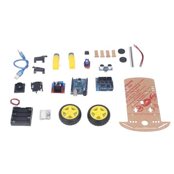 Smart Robot Bil Chassis Kit DIY Programmerbart Udviklingskort 2WD Ultralyd med Motor MCU
