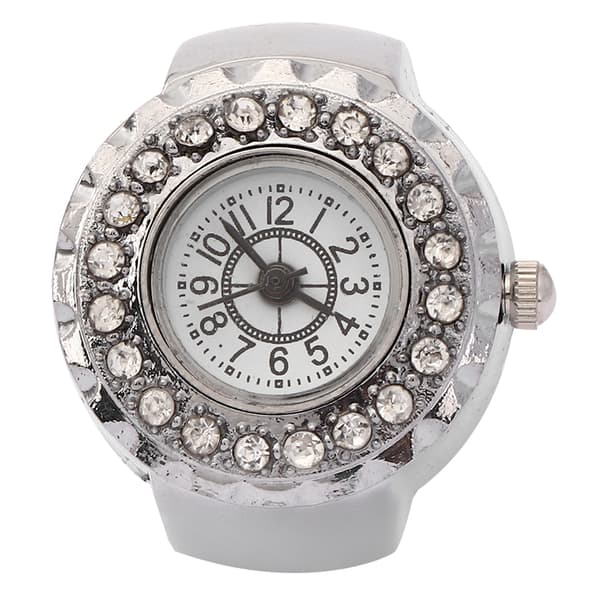 Silver Rhinestone Ringklocka för kvinnor - Kvarts Dekorativ Smyckesklocka