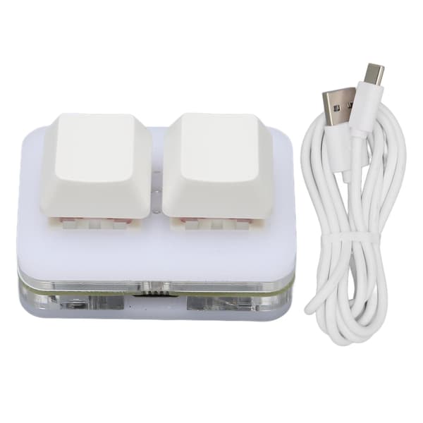 USB 2-tast Mini-tastatur Brugerdefineret RGB LED-baggrundsbelysning Makroprogrammeringstastatur til Windows til OS X til Linux Hvid