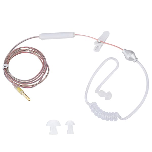 In-ear headset med luftrörssäkerhet och mikrofon för iOS och Android, transparent, enkel