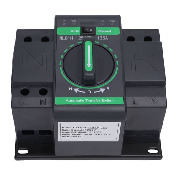 125A 2-polig dubbelström ATS 2-i-1 omkopplare Auto/Manuell PC-isolator