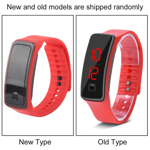 Digital sportklocka, silikonrem, 12-timmars LED-display, elektronisk armbandsur
