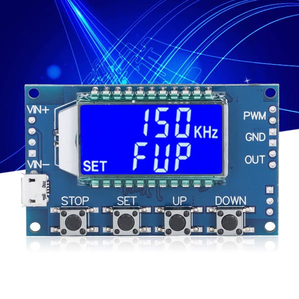 PWM Firkantbølge Signalgenerator Modul LCD Justerbar Frekvens Rektangulær Puls Tester