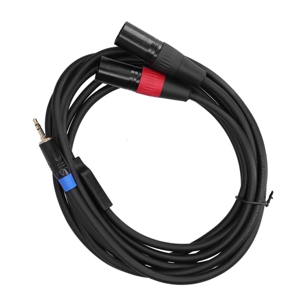 3,5 mm stereo han til dobbelt 2 XLR hanstik lydkonverter adapterkabel ledning 3M