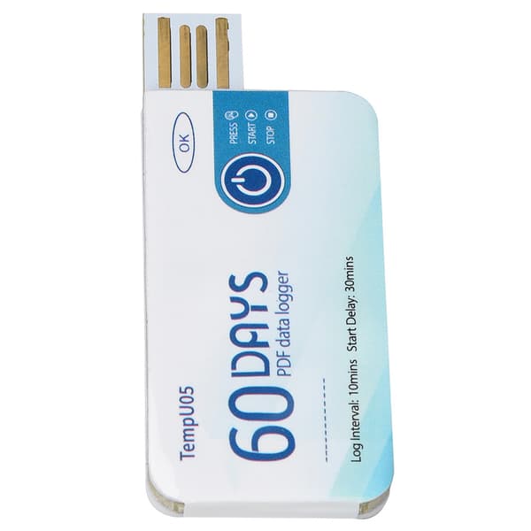 TempU05 Engångs Temperaturdatalogger Engångs USB Temperaturinspelare PDF-rapport