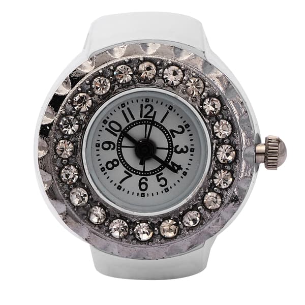 Damkristall strass ringklocka - kvarts vit, elegant smyckesur