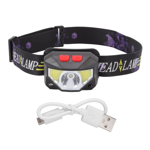 LED Udendørs Pandelygte ABS Mini Multifunktion USB Opladning COB Sensor Hovedlommelygte