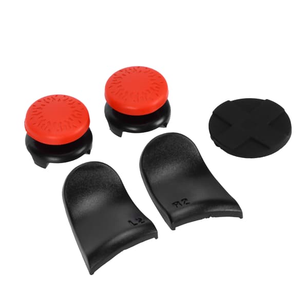 5-i-1 Tommelfingergreb Nøglehætte Joystick Cover L2 R2 Triggerforlænger til PS5 Controller Rød