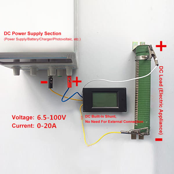 TSPZEM-031 DC 0-100V 10A Digital Voltmeter Ammeter, LCD Display Current Tester, Multi-Function Panel Meter