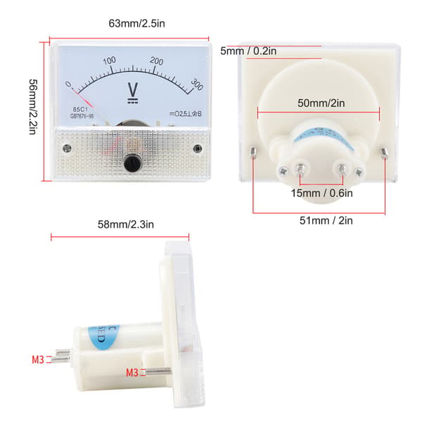 85C1 DC Voltmeter 0-300V, Højpræcisionspanelmåler, Nøjagtig Installationsmåler
