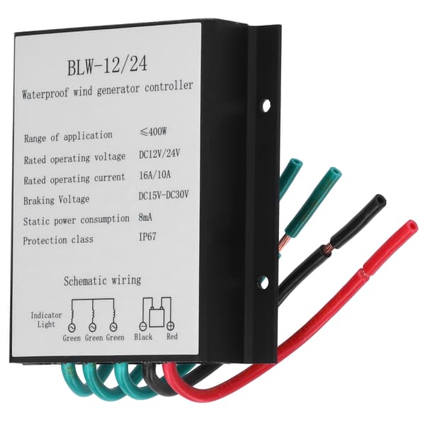 Vindmøllecontroller 400W BLW-12/24, Vandtæt IP67 Batterioplader Regulator til Off-Grid Hjem