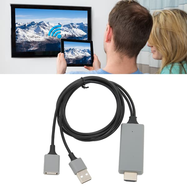 HDTV-kabeladapter 1080P HD multimediegrænsefladekabeladapter til iPhone TV-skærmprojektor Sort
