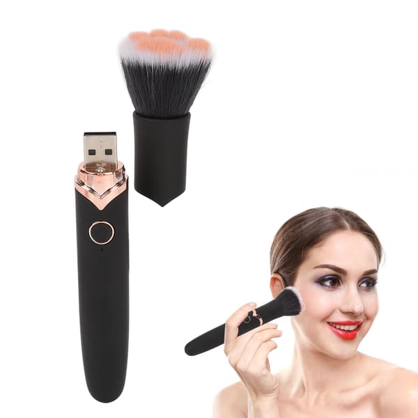 Makeupbørste Foundation Blush Løs Pudderbørste 10 Gear Vibration Elektrisk Massagebørste Sort