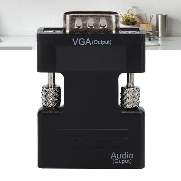 High Definition Multimedia Interface til VGA-konverter hun til han HD-lydkabeladapter sort