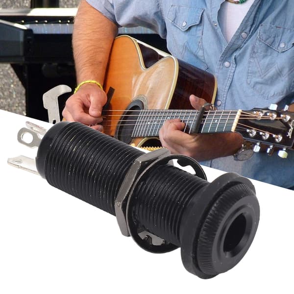Cylinder Input Output Jack Højfølsom Støjreduktion Bas Barrel Jack til Akustisk Elektrisk Guitar
