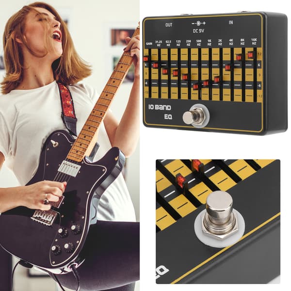 Guitar Effects 10-bånds Slider Equalizer Modulation Harmonisk Elektrisk Guitar Tilbehør