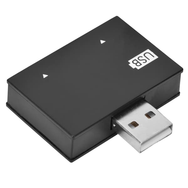 Hub USB2.0 Han til 2-ports USB Dobbelt Oplader Splitter Adapter Konverter Koncentrator (Sort)