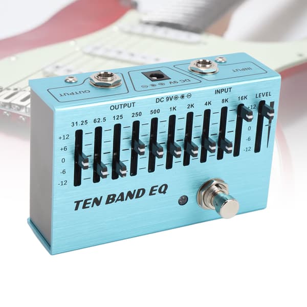 10-bånds EQ enkeltblok guitar bas mini equalizer effektpedal med ægte bypass aluminiumskrop båndcontroller DC9V