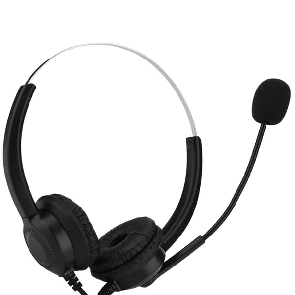 USB-headset til callcenter med støjreduktion og mute-funktion