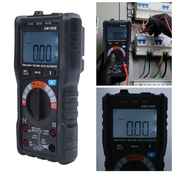 DM100B Digitalt Multimeter LCD Baggrundsbelyst Voltmeter Industrielt Testsæt Nøjagtig Tester