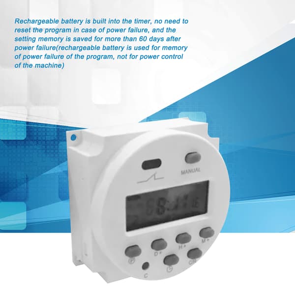 Digital Timer Mikrocomputer Tidsstyringskontakt LCD-skærm CN101A DC12V 4 Kabler