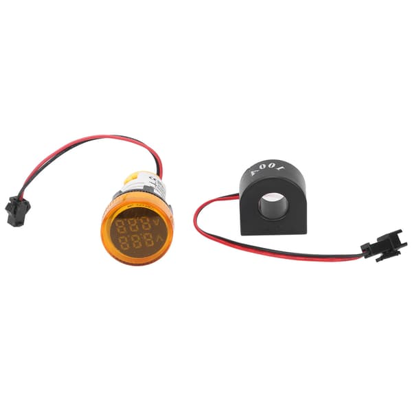 AC50-500V 0-100A Volt Amp Meter Lampe, Gul LED Dobbelt Display, 22mm Panel