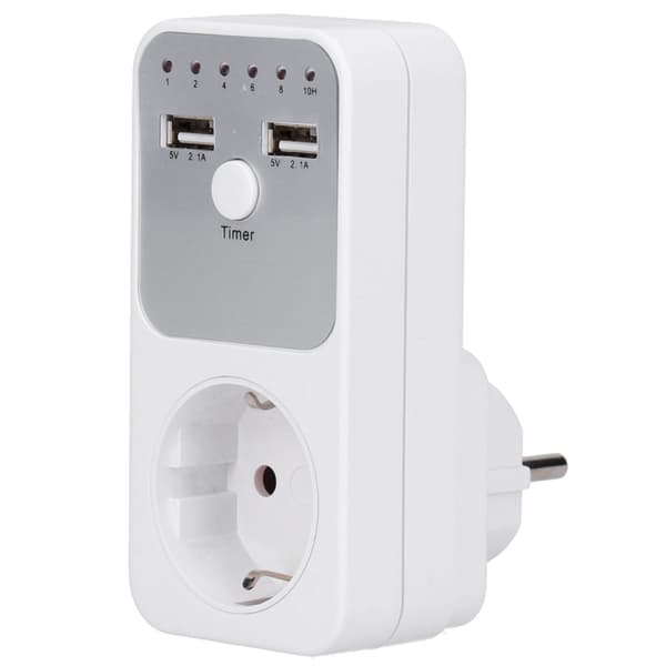 Smart Digital Nedtællingstimer Stikkontakt, 180-260V USB-kompatibel, til opladning af telefon og computer