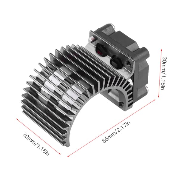 Køleplade med køleventilator til 1/10 skala elektrisk RC bil 540 / 550 motor (sort)