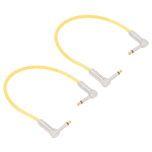 2ST 12 tums gitarrjumper 1/4 tums plugg gitarr effektpedalkabel ren koppar musikinstrumentkablar gul